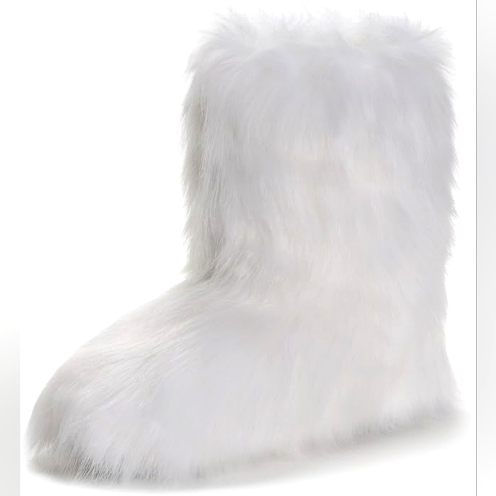 Women's White Faux Fur Boots